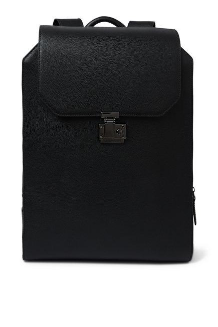 EA Logo Tumbled Leather Backpack